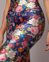 Floral-patterned leggings on a gray background