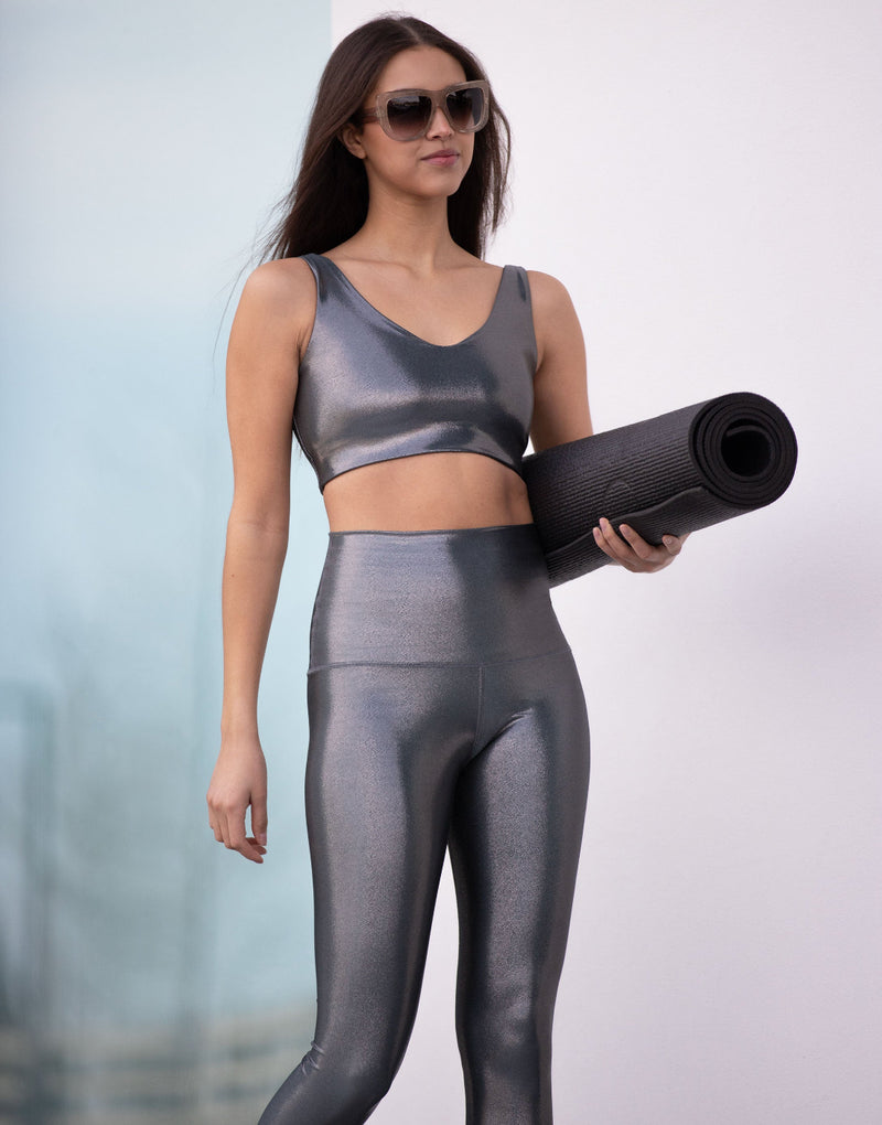 Gunmetal Shimmer V Crop