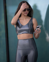 Gunmetal Shimmer V Crop