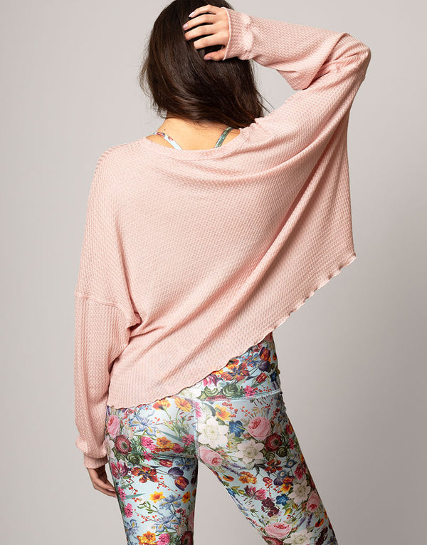Oversized Waffle Top Dusty Pink