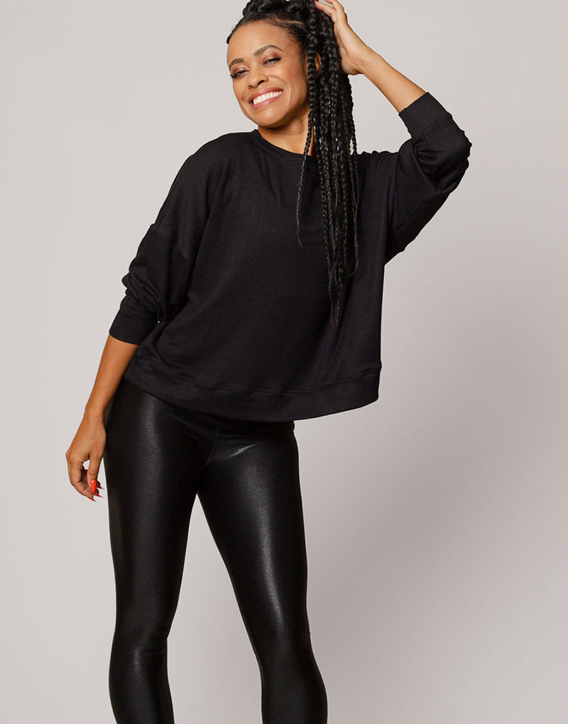 Black Lacquer Legging + Weekend Pullover Set