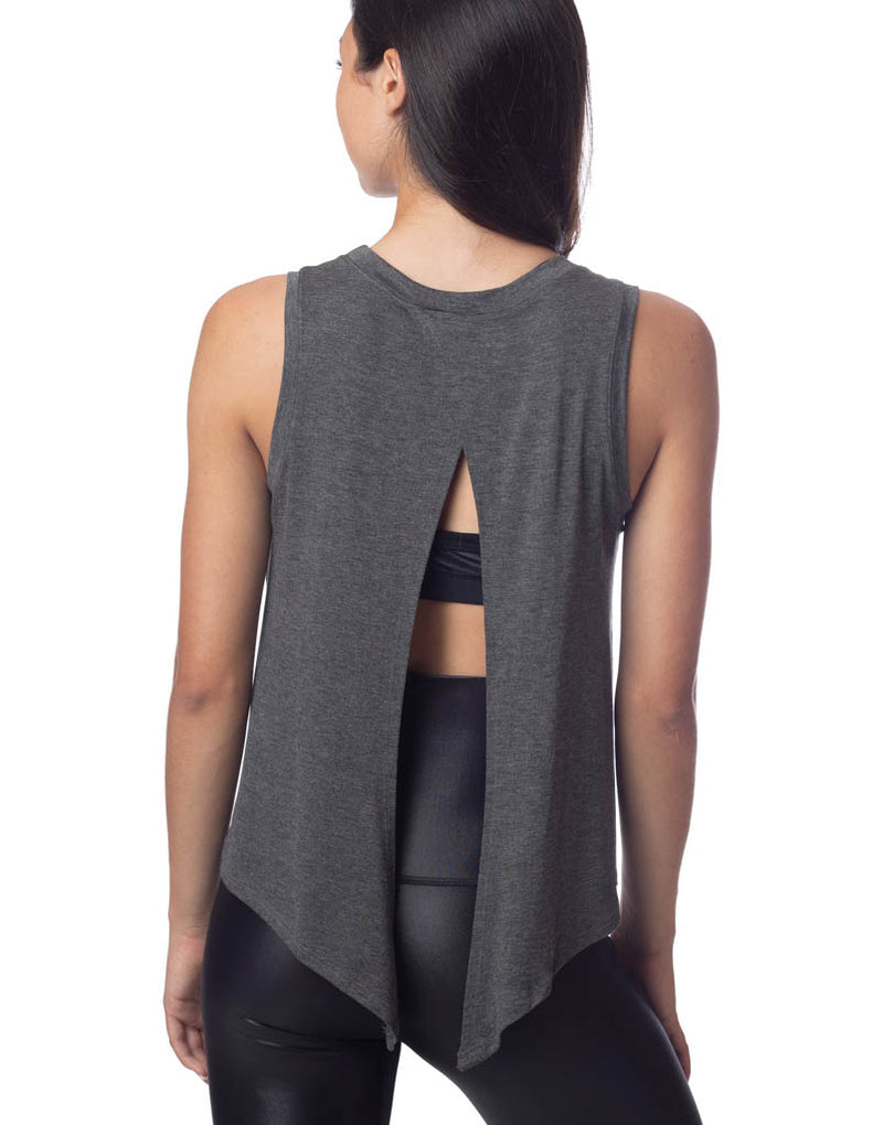 Lucy Tie Back Tank Charcoal