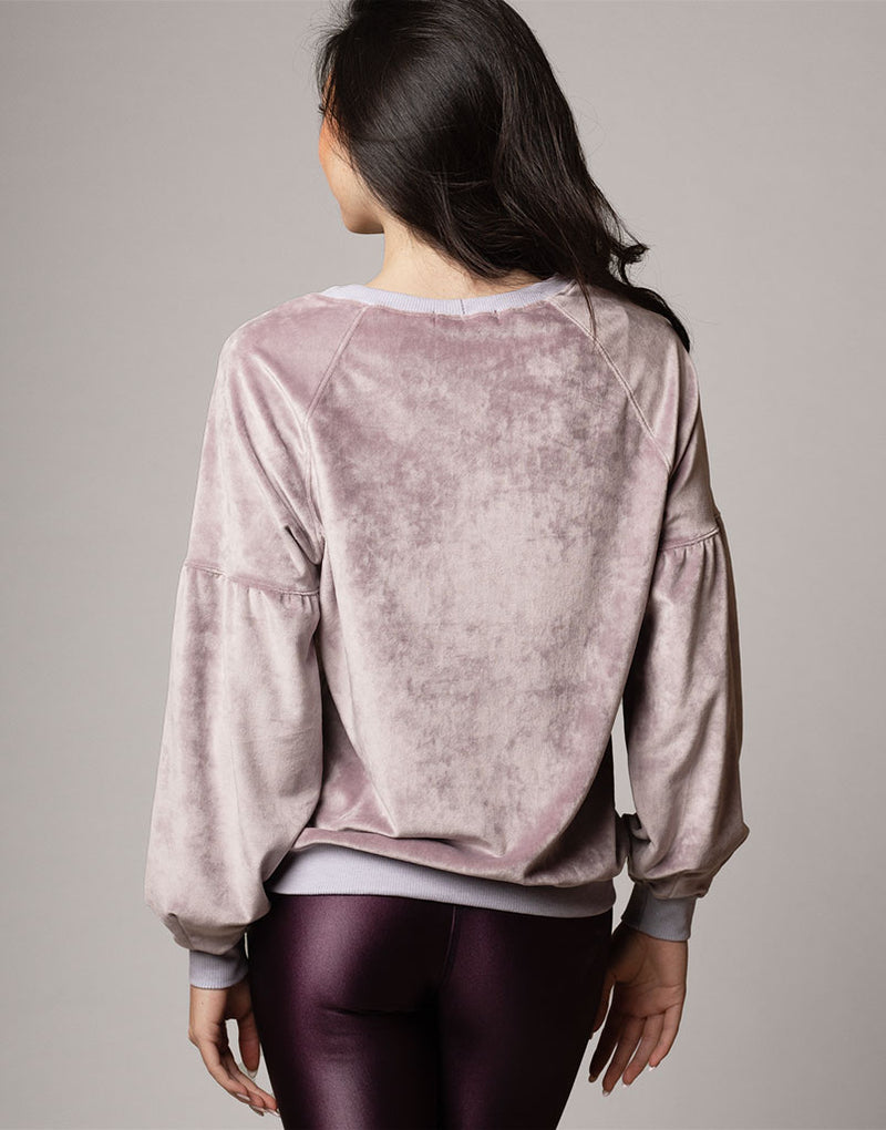 Velour Gathered Sleeve Pullover Orchid