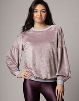 Velour Gathered Sleeve Pullover Orchid